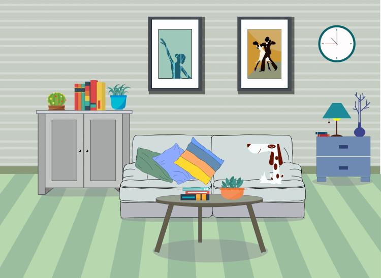 free vector Room decor background furniture icons modern design